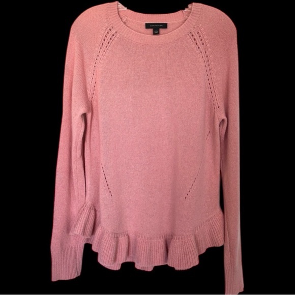 Ann Taylor Dusty Rose Wool & Cashmere Ruffled Sweater-Size L - Picture 3 of 10